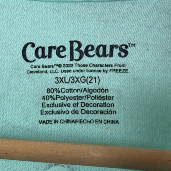 CARE BEARS | Teal Cropped Short Sleeve Tie Front Top with Embroidery | Size 3X - Picture 5 of 9